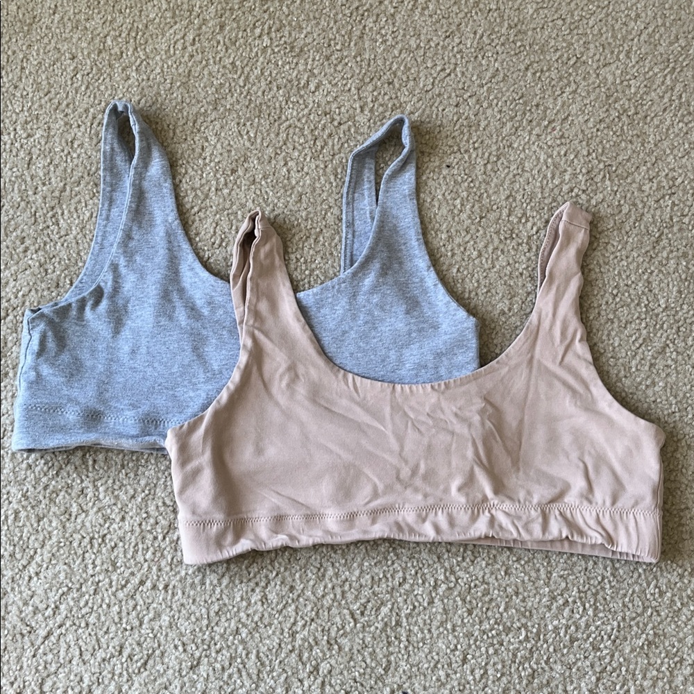 Pact Women's Seamless Bralette Organic Cotton Set Size Large Gray and Tan - Picture 3 of 12